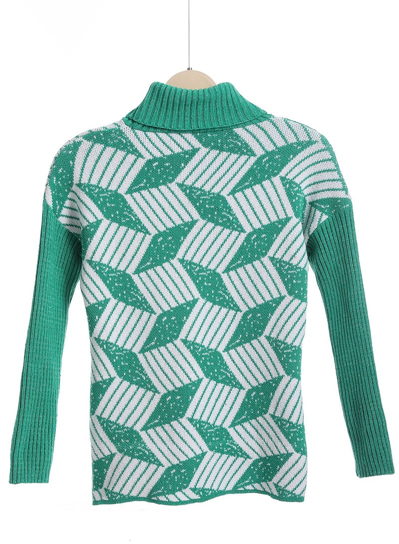 Caesar Girls Wool Pullover With Mutlicolour Design  - Image 2
