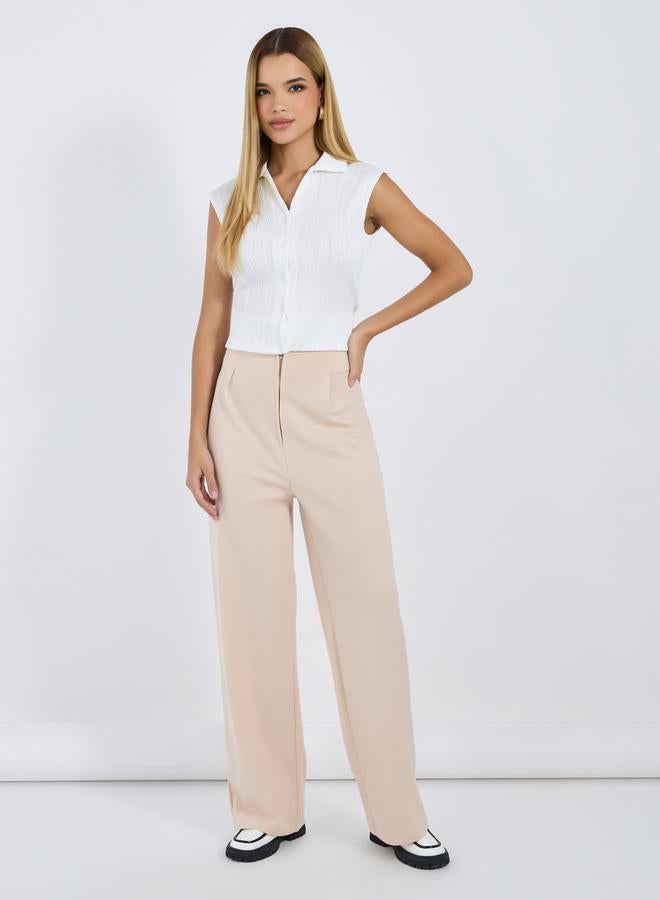 Styli Solid High Rise Wide Leg Pants  - Image 1