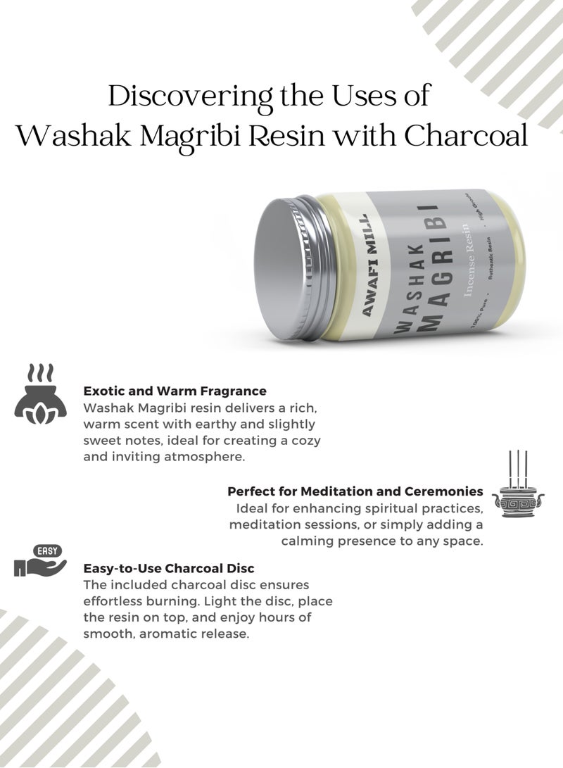 Washak Magribi Frankincense Resin | Moroccan Galbanum Incense with Triangle Charcoal Tablet