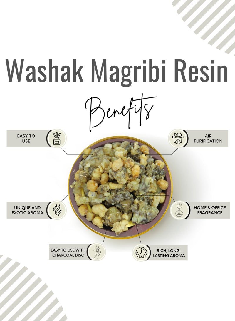 Washak Magribi Frankincense Resin | Moroccan Galbanum Incense with Triangle Charcoal Tablet
