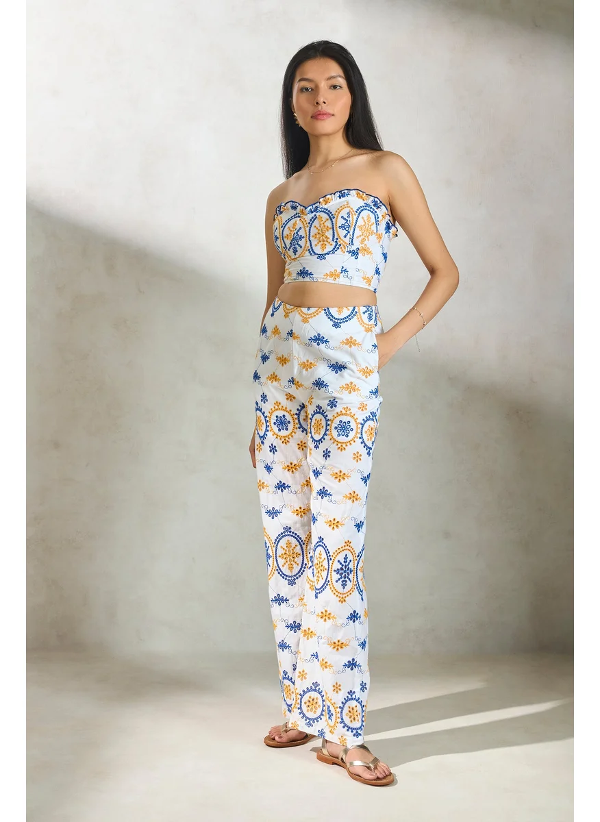 Virgio Virgio Women Embroidered Cotton Full Length Trouser
