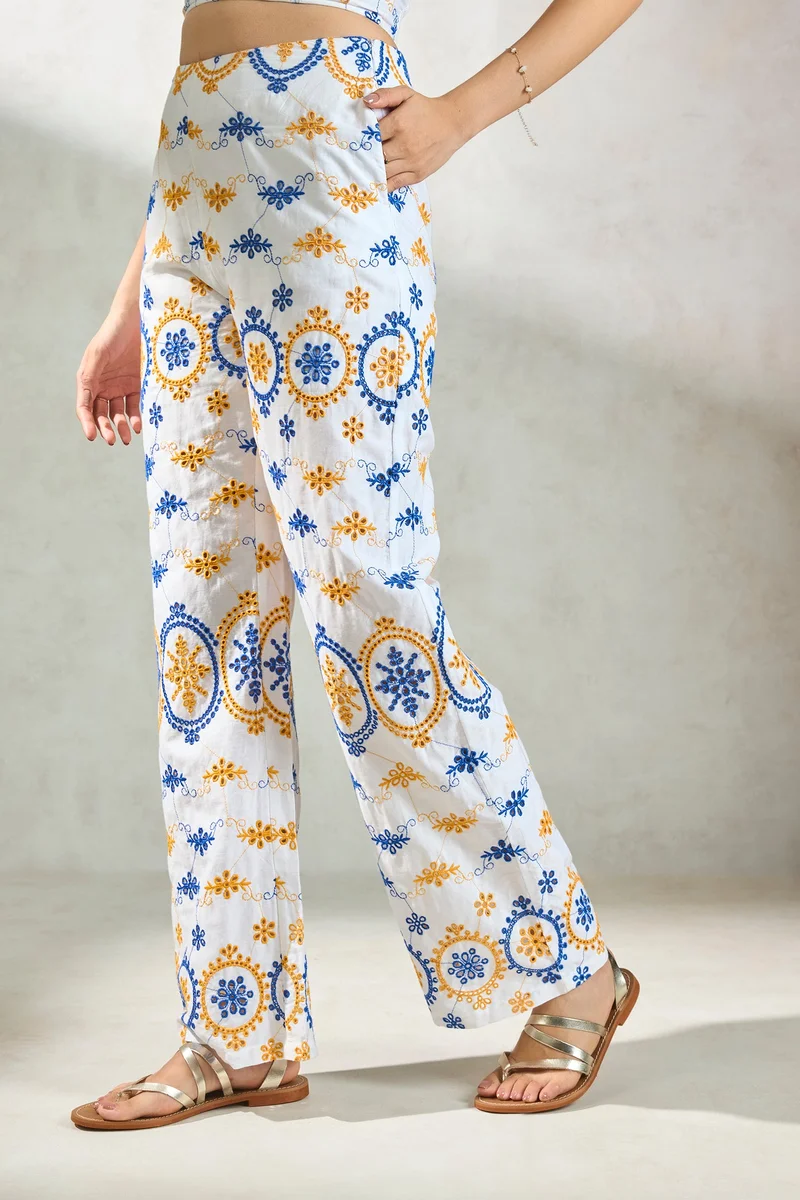 Virgio Virgio Women Embroidered Cotton Full Length Trouser