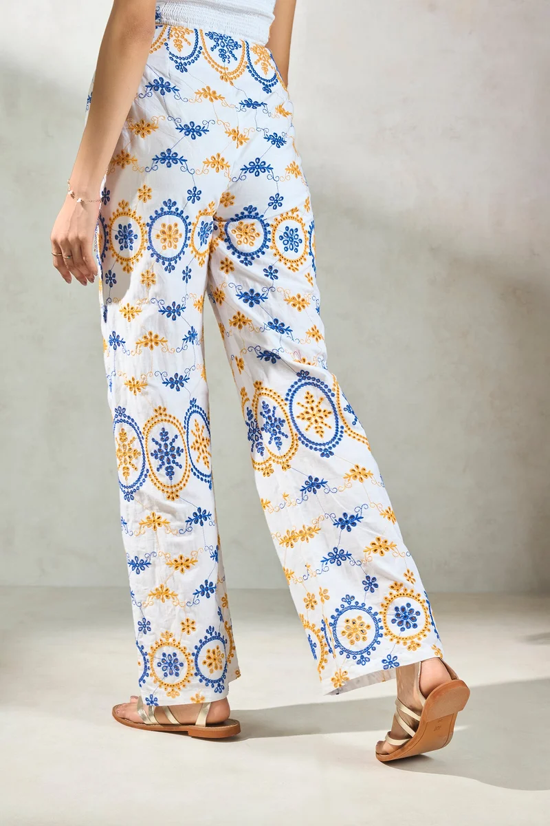 Virgio Virgio Women Embroidered Cotton Full Length Trouser