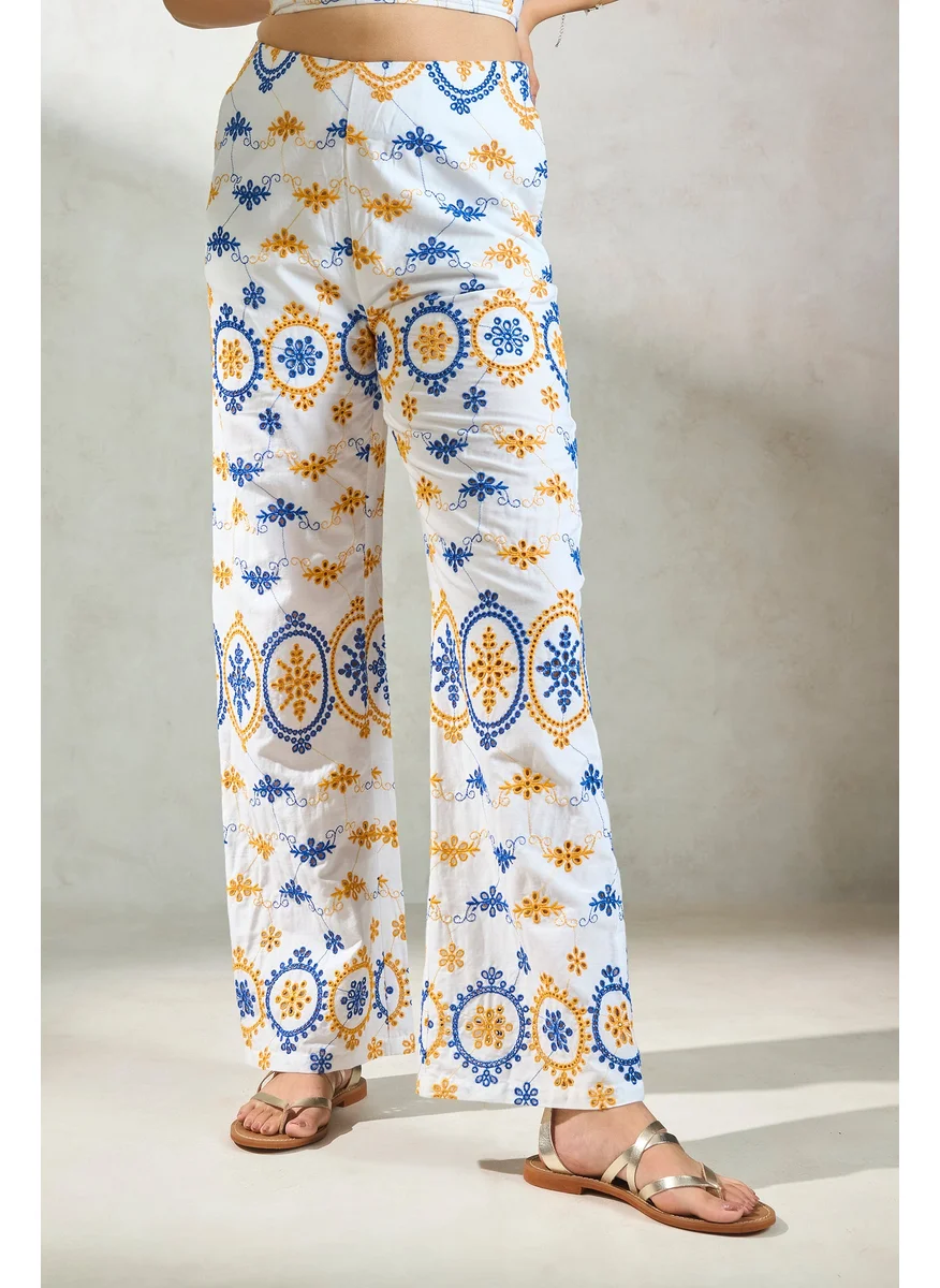Virgio Virgio Women Embroidered Cotton Full Length Trouser