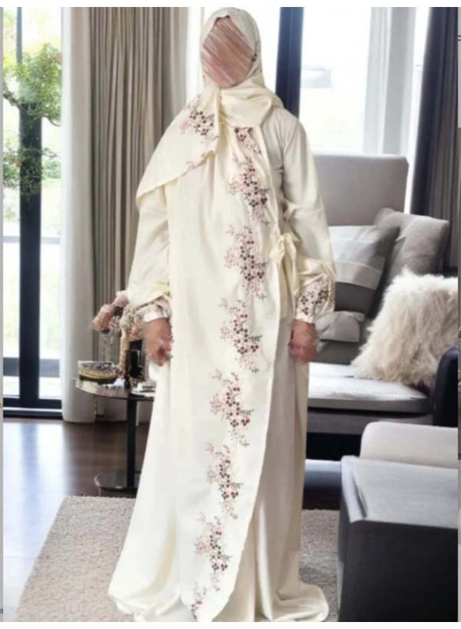 A Very Luxurious Embroidered Prayer Shawl With An Attached, Wide, And Comfortable Veil.