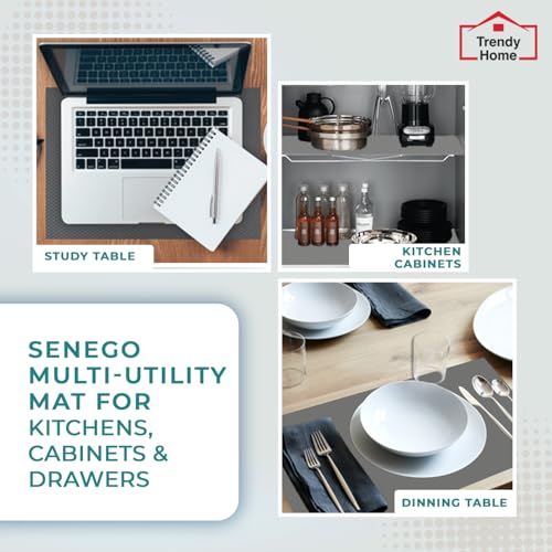 Senego by Trendy Home Anti-Slip Mat for Kitchen (45 cm x 1 m), Food Grade & Washable, Mat for Fridge, Shelves, Cupboards, EVA Shelf Liner Sheet for Drawers & Wardrobe (Diamond Texture, Grey) - Image 5