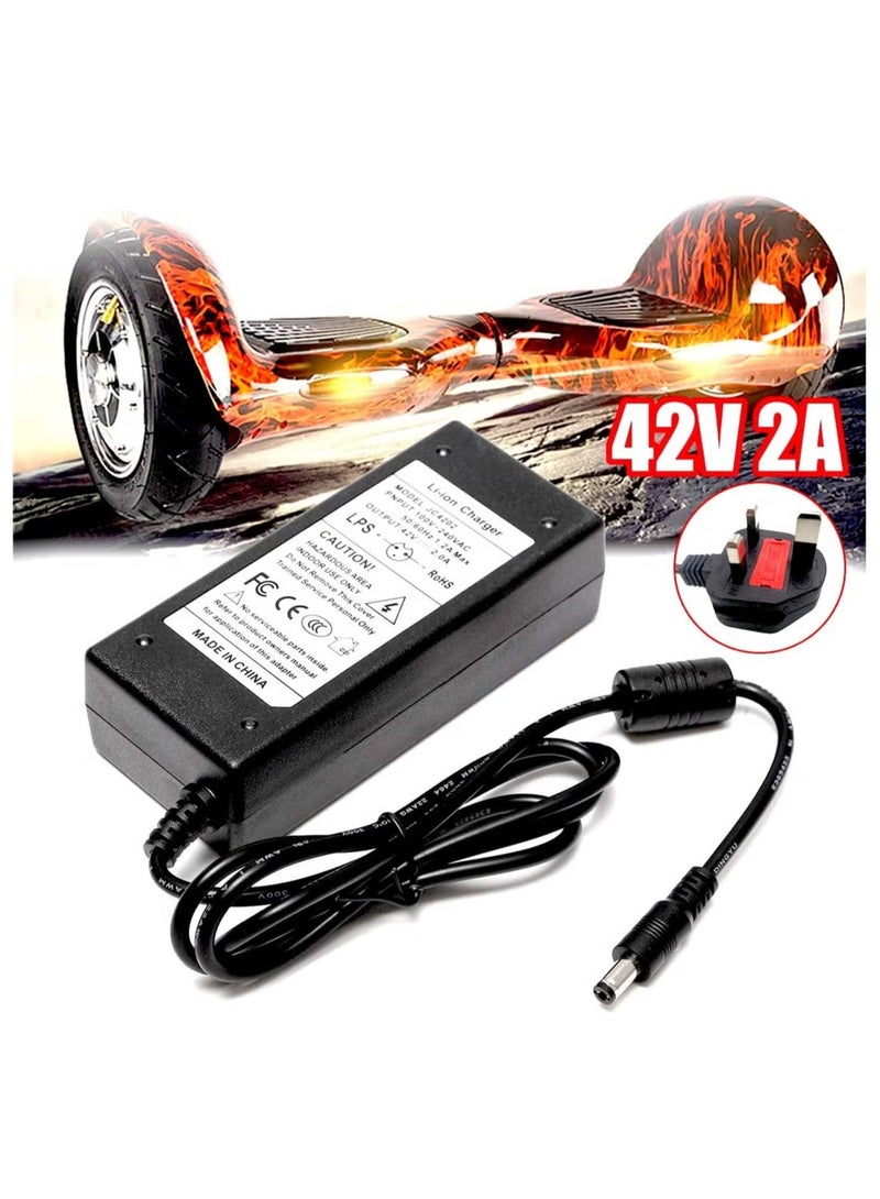 أيون الليثيوم محول شاحن سكوتر كهربائي 42V 2A - شاحن بطارية سريع عالمي لشيومي ميجيا M365، نينبوت ES1، ES2، وغيرها من السكوترات الكهربائية، شحن عالي السرعة، متين وموثوق - Image 2