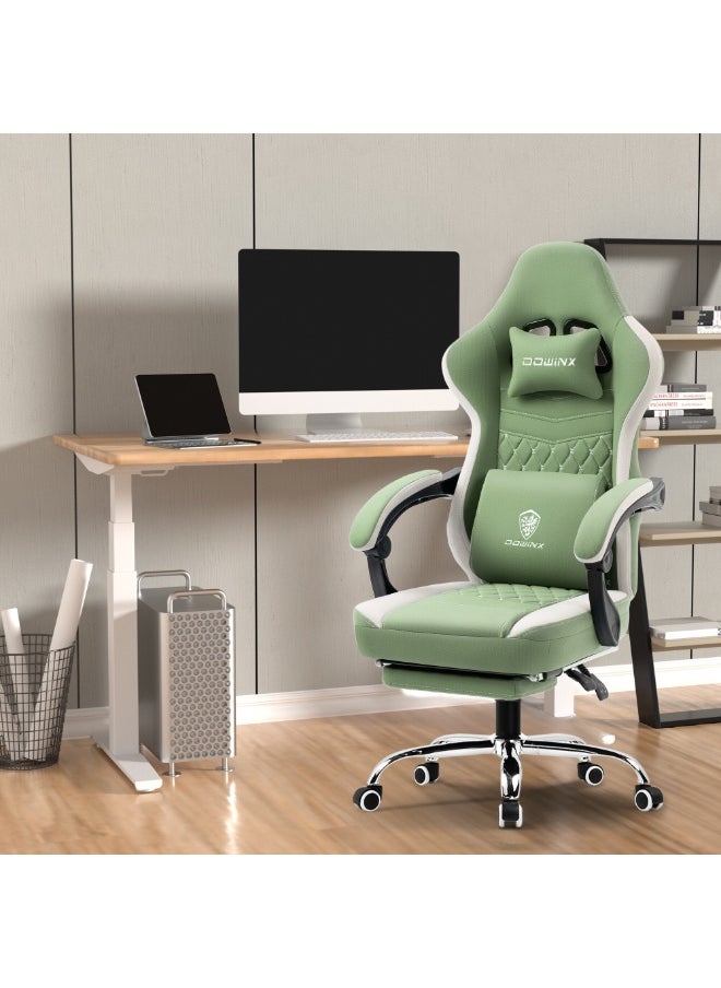 Dowinx Gaming Chair – Massage Cushion, Premium PU Leather, Ergonomic Design with Footrest, Cooling Gel Pad, 360° Swivel, Adjustable Neck & Lumbar Pillow for Back Support, Home & Office Chair