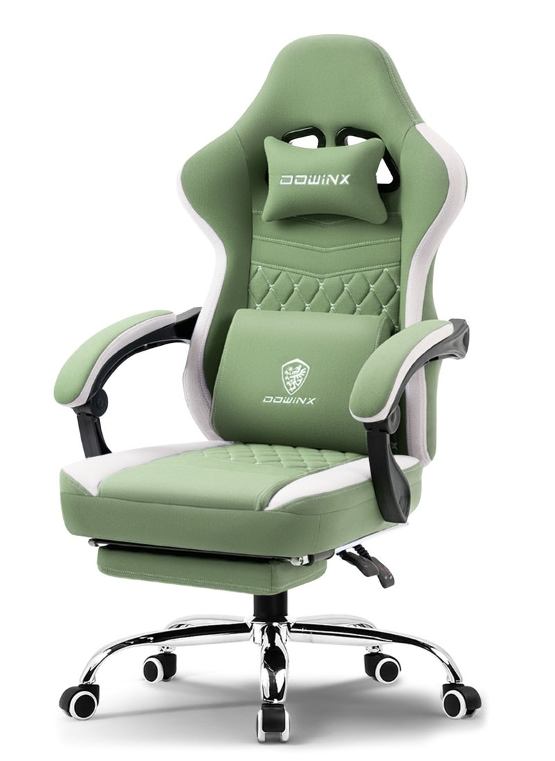 Dowinx Gaming Chair – Massage Cushion, Premium PU Leather, Ergonomic Design with Footrest, Cooling Gel Pad, 360° Swivel, Adjustable Neck & Lumbar Pillow for Back Support, Home & Office Chair