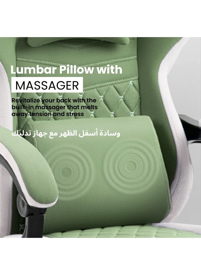 Dowinx Gaming Chair – Massage Cushion, Premium PU Leather, Ergonomic Design with Footrest, Cooling Gel Pad, 360° Swivel, Adjustable Neck & Lumbar Pillow for Back Support, Home & Office Chair