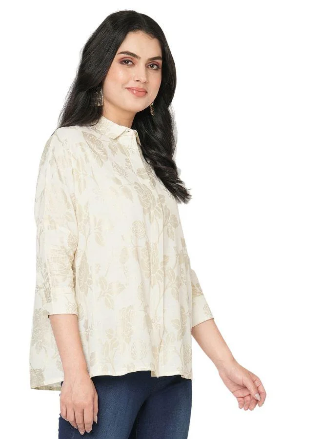 #بي قميص مطبوع بقصة مريحة