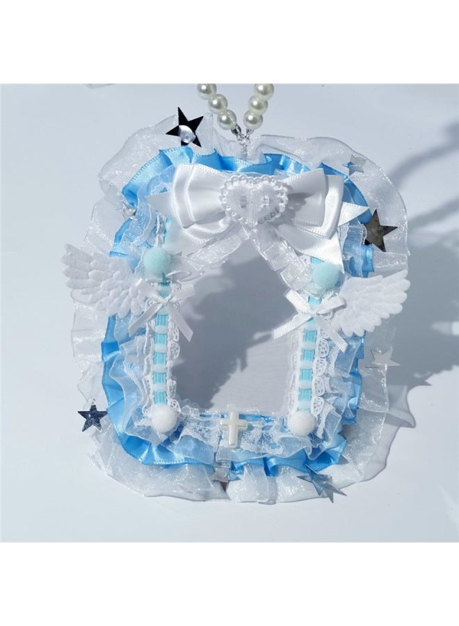 Ins Style Lace Goo Card Set Light Blue Bow Original DIY Handmade Goo Card Set Finished Hand Account Lace Butterfly 