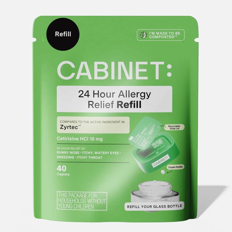 CABINET كابينة تخفيف الحساسية طوال اليوم سيتيريزين 10 ملغ لتخفيف غير مسبب للنعاس من أعراض الحساسية الشائعة كيس إعادة تعبئة - Image 1