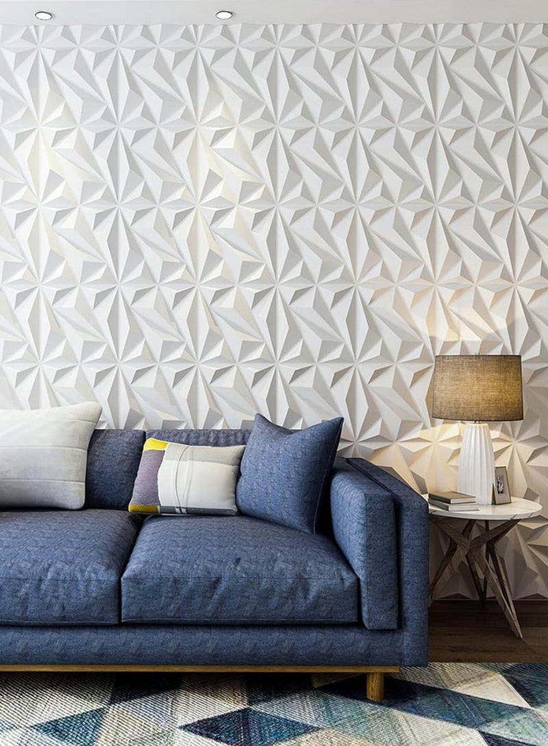 12 Pcs 3D Wall Panel 3D Texture PVC Wallpaper Diamond Design Decorative Wall Cover For Living Room Lobby Bedroom Office Each 30x30cm