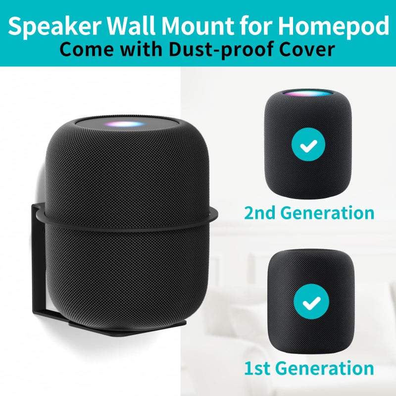 Yibracki Heavy Duty Speaker Wall Mount Compatible with Homepod 1 and Homepod 2 Metal Speaker Mounts for Homepod Wall Mount Bracket for Homepod 1st & 2nd Generation Easy to Install,Black - Image 2