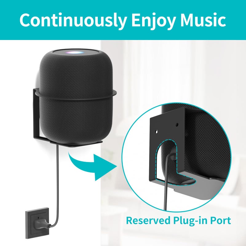Yibracki Heavy Duty Speaker Wall Mount Compatible with Homepod 1 and Homepod 2 Metal Speaker Mounts for Homepod Wall Mount Bracket for Homepod 1st & 2nd Generation Easy to Install,Black - Image 3