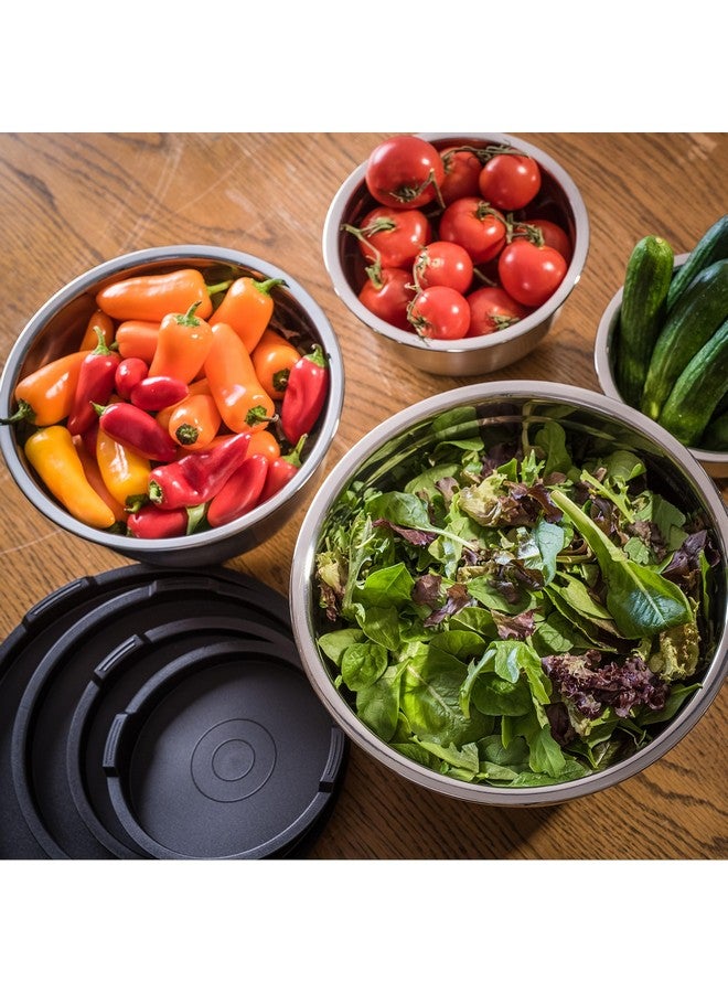بيلمين مجموعة أوعية خلط من الفولاذ المقاوم للصدأ مع أغطية - أوعية مطبخ كبيرة ومتينة ومحكمة الإغلاق لتحضير الطعام والخبز والسلطة والتخزين (مجموعة من 4 قطع) - Image 1