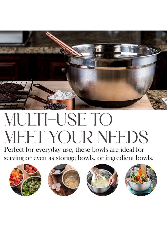 بيلمين مجموعة أوعية خلط من الفولاذ المقاوم للصدأ مع أغطية - أوعية مطبخ كبيرة ومتينة ومحكمة الإغلاق لتحضير الطعام والخبز والسلطة والتخزين (مجموعة من 4 قطع) - Image 3