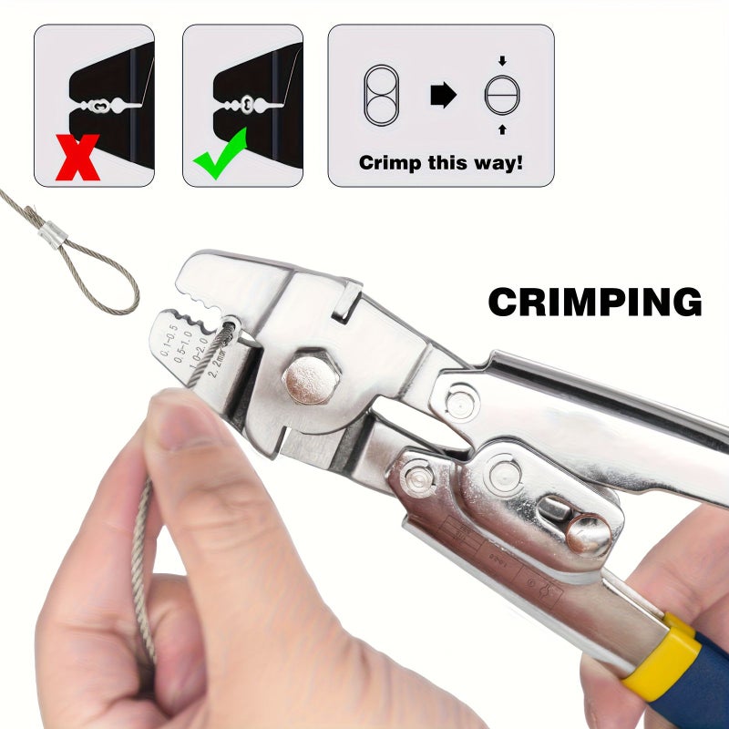 Professional 304 Stainless Steel Wire Rope Crimper Kit with 100ft Cable - Image 4
