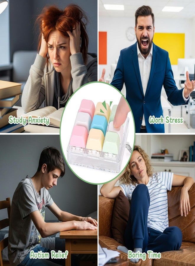 ألعاب نيثوليد الملونة على شكل لوحة مفاتيح، مناسبة للبالغين، مزودة بأزرار ميكانيكية، سلسلة مفاتيح لتخفيف التوتر والقلق في العمل (9 في 1 - النمط ج) - Image 5