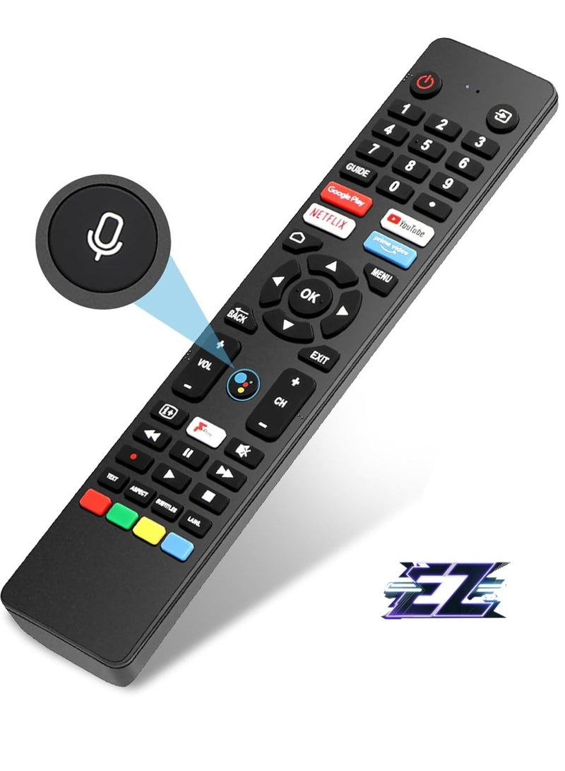 Voice Remote Control RM-C3250 RMC3250 Compatible with JVC Smart 4K UHD HDR LED LCD TV, Features Netflix, YouTube, Prime Video, Google Play Buttons – No Setup Required (LT-32CA690)
