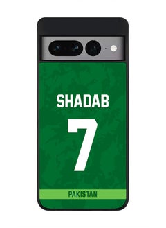 Rugged Black Edge Case for Google Pixel 7 Pro, Slim fit Soft Case Flexible Rubber Edges Thin Cover - Player Name - Shadab Khan, Jersey Number- 7