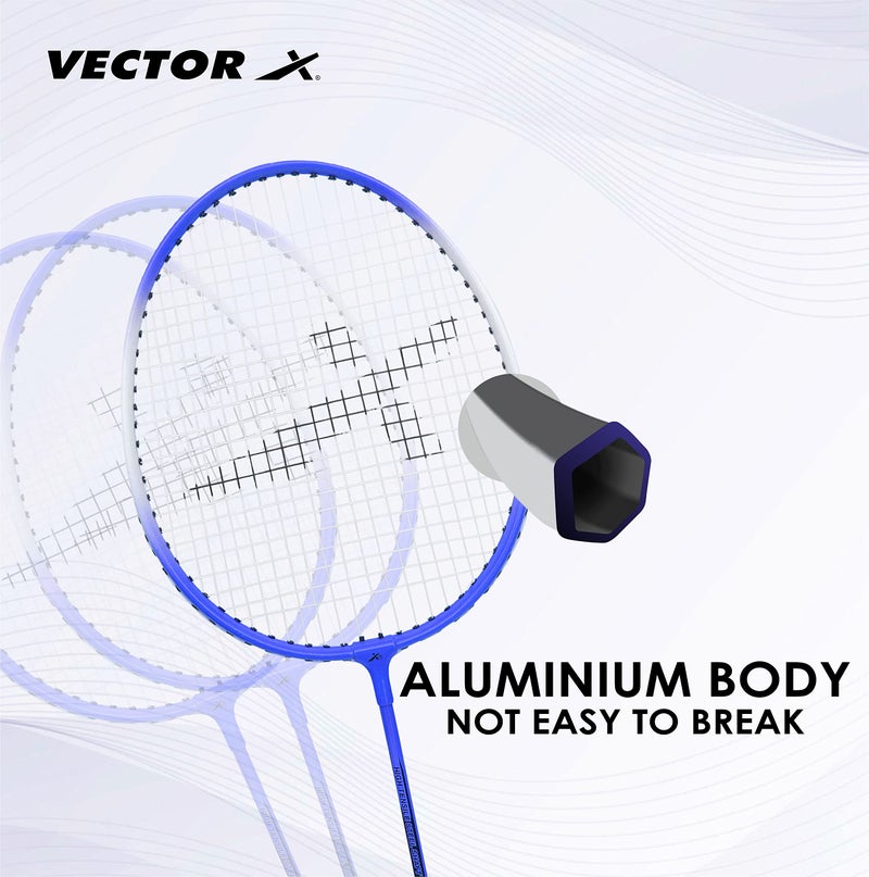 Vector X VXB-150 Badminton Racquet Aluminium Lightweight Racket for Beginners & Adults Durable Frame, Comfortable Grip, Outdoor Sports Practice, Training & Recreational Play (1 PC+ 3/4 Cover, Blue) - Image 3