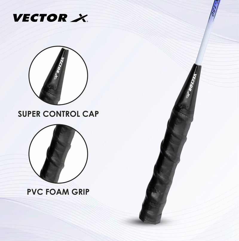 Vector X VXB-150 Badminton Racquet Aluminium Lightweight Racket for Beginners & Adults Durable Frame, Comfortable Grip, Outdoor Sports Practice, Training & Recreational Play (1 PC+ 3/4 Cover, Blue) - Image 4