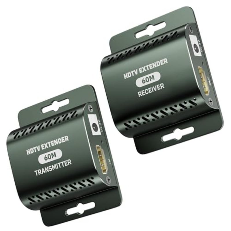 موسع HDMI عبر Cat 5e/Cat 6، HDMI عبر Ethernet، موسع 1080P لنقل ما يصل إلى 196 قدمًا 60 مترًا، HDMI عبر Cat 5/Cat 6، محول HDMI إلى Ethernet، محول Ethernet إلى HDMI وجهاز الإرسال والاستقبال - Image 1