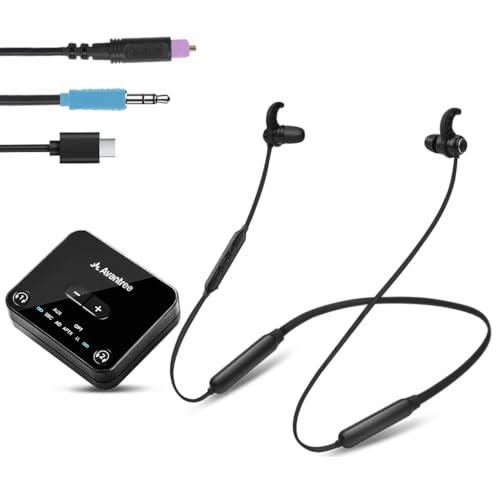 Avantree HT4186-Q - Wireless Earbuds for TV with aptX Adaptive, Bluetooth Neckband Headphones & Transmitter for Optical Digital or 3.5mm AUX Audio, No Delay, Boosted Volume - Image 1