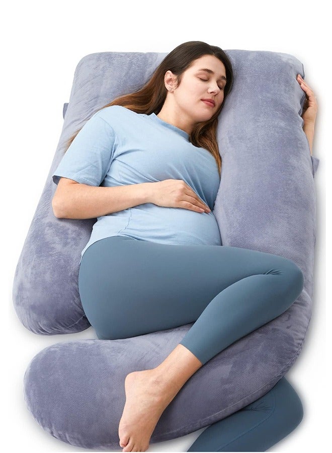 U Shaped Pregnancy Full Body Maternity Pillow With Removable Cover - Support For Back, Legs, Belly, Hips For Pregnant Women, 57 Inch Pregnancy Pillow For Women  - Image 1