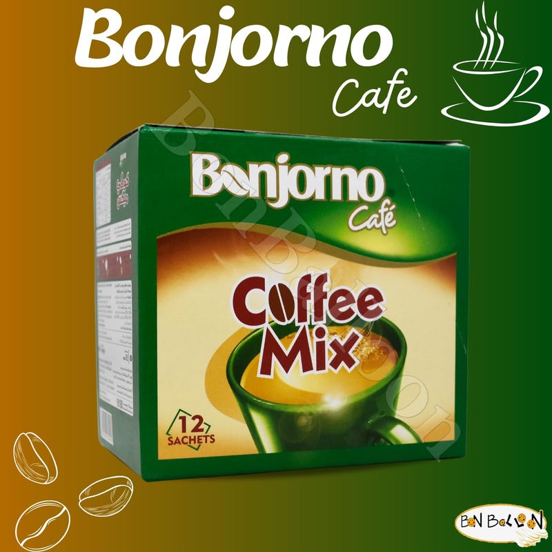 Bonjorno Coffee Mix 2 x 1 Coffee + Creamer Unsweetened and Refreshing (Pack of 1 12 Sachets), Small - Image 3