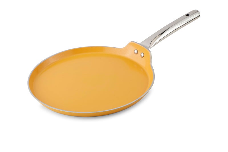 SALFORD SALFORD Forged Ceramic Non-Stick Tava with Tubular SS Handle I Induction Base & Gas Ready I 2 Year Warranty I Mustard Yellow - 280mm Tava - Image 1