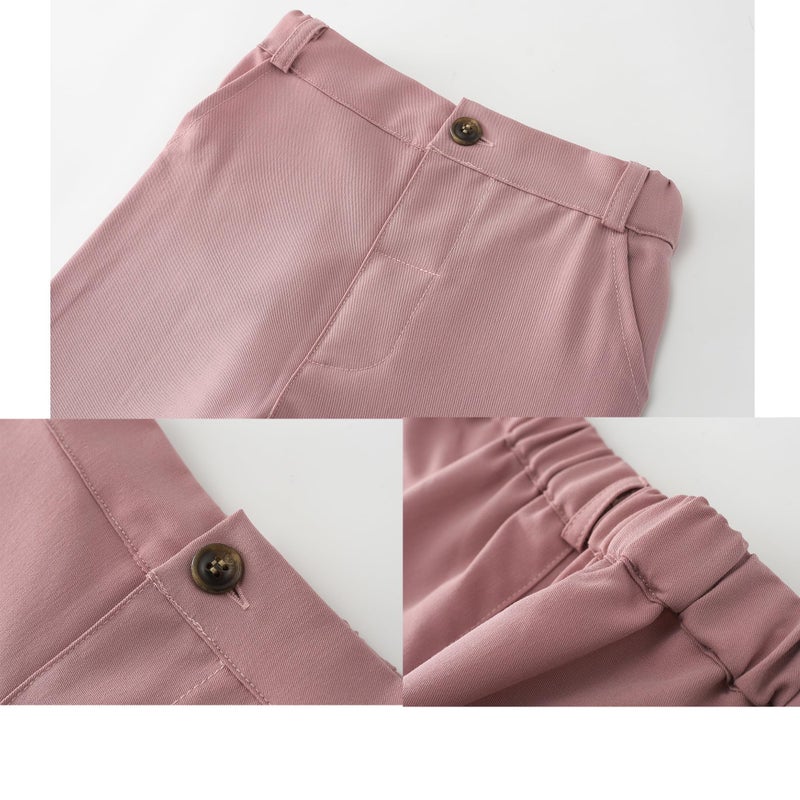 Kimocat Boys' 4-Piece Formal Suit Set Dress Shirt Vest Pants and Tie Wedding Birthday Party Suit (as1, Age, 5_Years, Pink Style) - Image 3