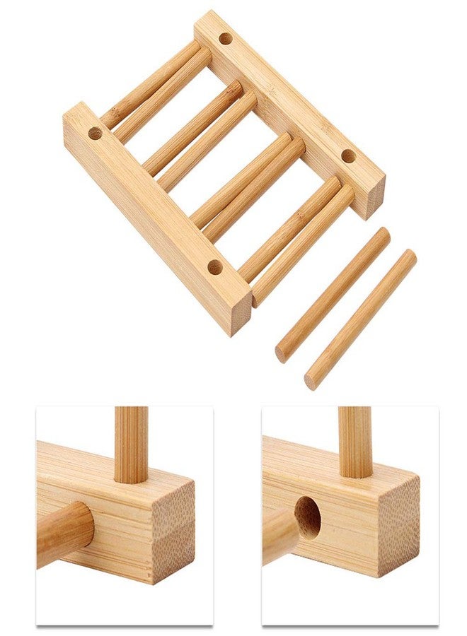 Teensery Bamboo Wood Dish Rack Detachable Plate Pot Cup Lid Drying Storage Holder Stand for Home Kitchen Cabinet (7 Slots) - Image 4