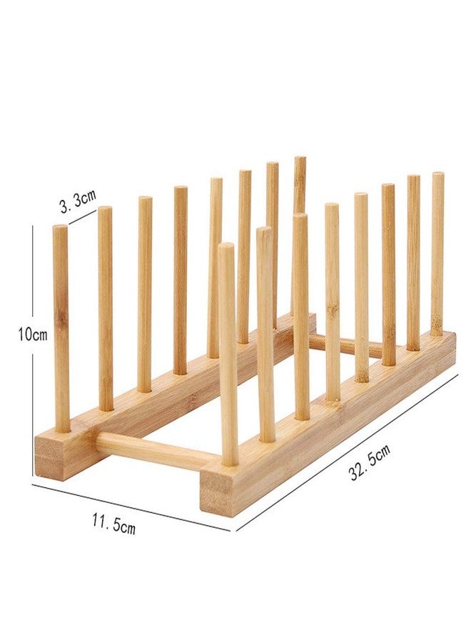 Teensery Bamboo Wood Dish Rack Detachable Plate Pot Cup Lid Drying Storage Holder Stand for Home Kitchen Cabinet (7 Slots) - Image 2