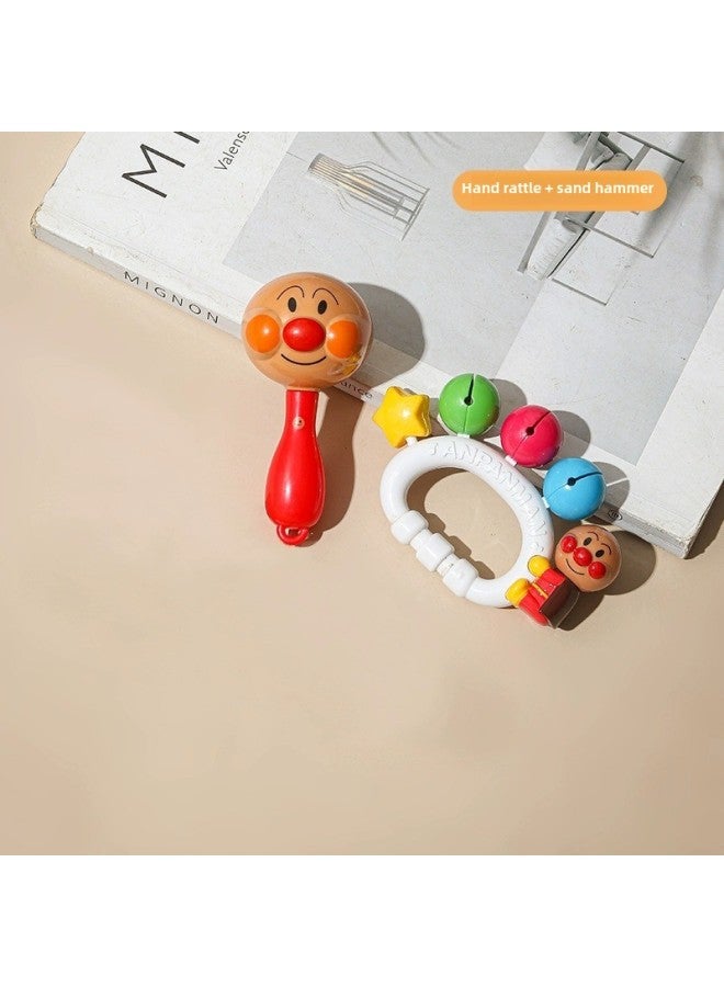 Small Sand Hammer Baby Red Bite Rattle Hand Grasping Training Newborns Listening To Black And White Early Education Educational Toys-Color:Sand Hammer + Hand Bell - Image 1