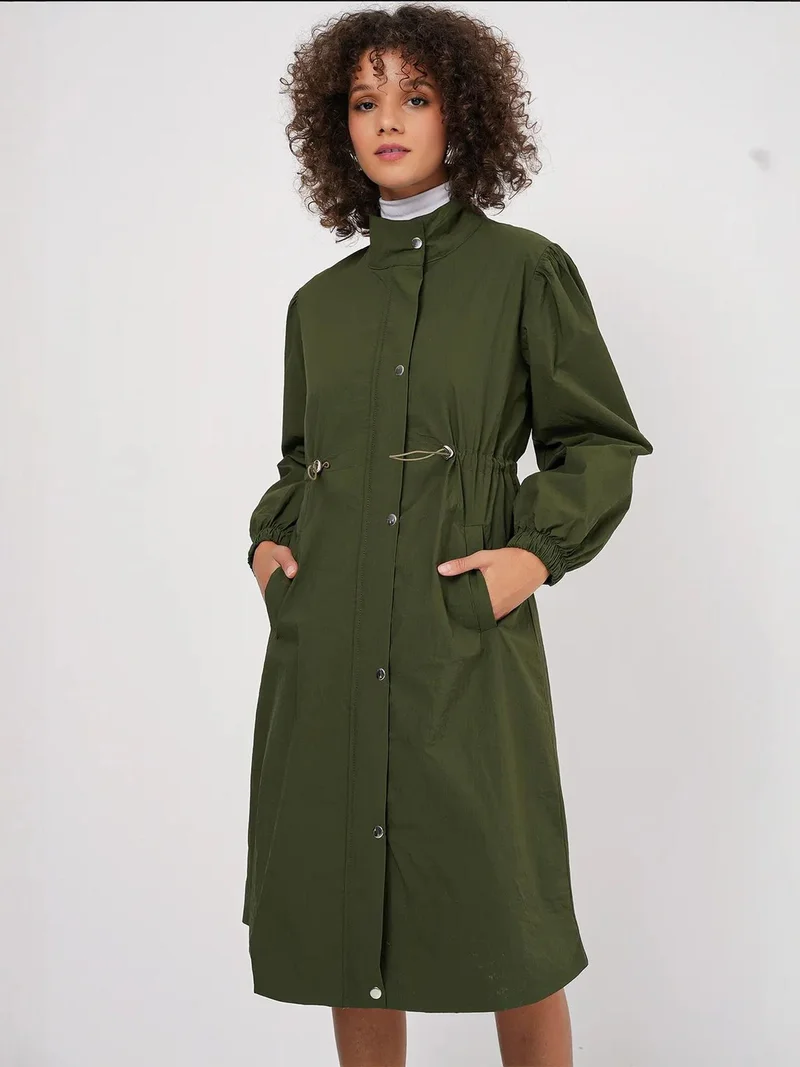 بيغ دارت معطف ترنش طويل مبطن بياقة مطوية