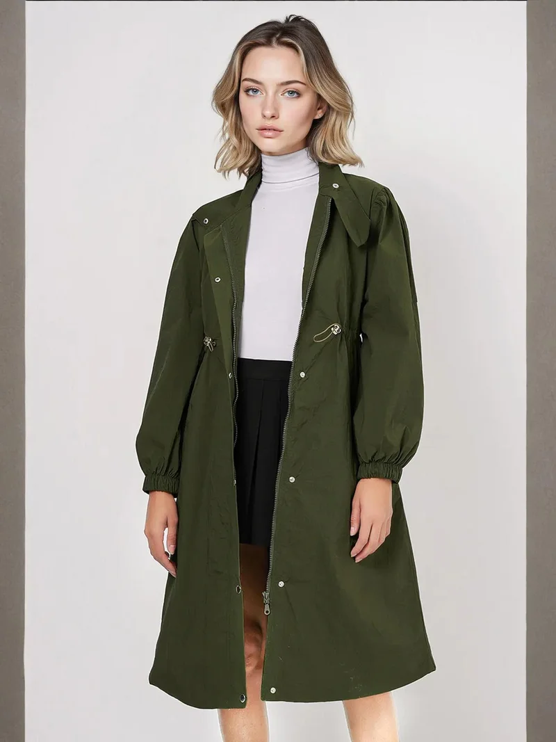 بيغ دارت معطف ترنش طويل مبطن بياقة مطوية