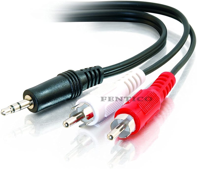 FENTICO 3.5mm to 2rca cable, 3.5mm Stereo Male to 2-Male RCA Cable for Home Theater, TV-Out Cable Speaker, Amplifier, Other Stereo RCA Receiver 15 Feet / 4.6 Meter Black, Red, White - Image 1