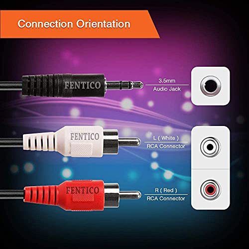 FENTICO 3.5mm to 2rca cable, 3.5mm Stereo Male to 2-Male RCA Cable for Home Theater, TV-Out Cable Speaker, Amplifier, Other Stereo RCA Receiver 15 Feet / 4.6 Meter Black, Red, White - Image 2