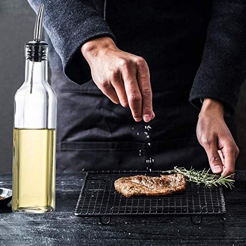 Lexazo Oil Vinegar Cruet Square Tall Glass Bottle with Stainless Steel Spout Pack Of 1 30 X 5 X 5 cm500ML - Image 3