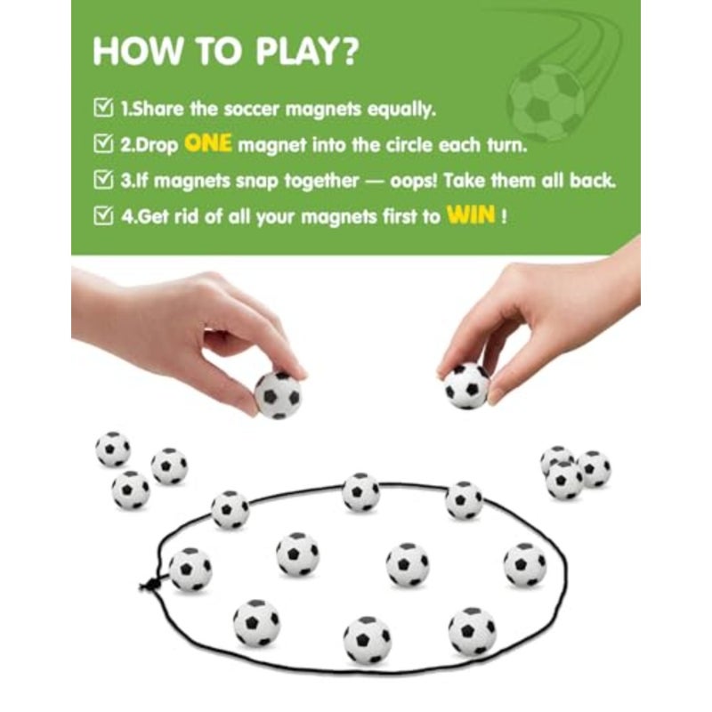 Soccer Magnetic Game with String and 20 Football-Shaped Stones Fun Puzzle Strategy Games for Family Game Night, Party, Travel and Camping 2 Player Games for and Adults, Great Gift - Image 2