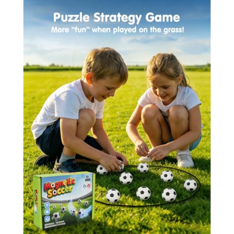 Soccer Magnetic Game with String and 20 Football-Shaped Stones Fun Puzzle Strategy Games for Family Game Night, Party, Travel and Camping 2 Player Games for and Adults, Great Gift - Image 4
