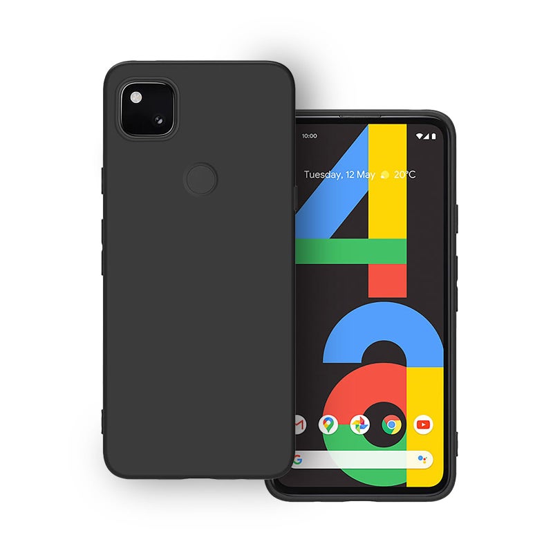 Plus Protection Matte Finished Back Cover Case for Google Pixel 4A 4G | Rubberized TPU | Slim Thin Soft Matte Flexible Matte Touch Shockproof - Matte Black - Image 5