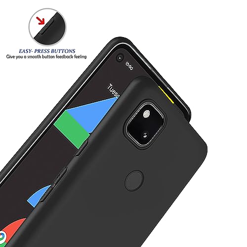 Plus Protection Matte Finished Back Cover Case for Google Pixel 4A 4G | Rubberized TPU | Slim Thin Soft Matte Flexible Matte Touch Shockproof - Matte Black - Image 3