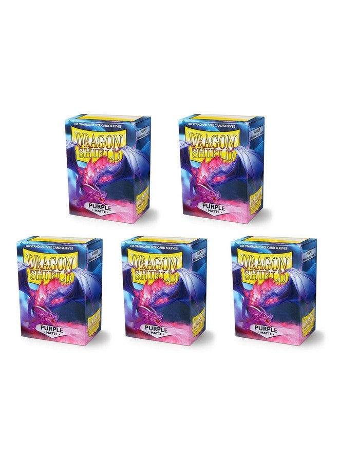 dragon shield 5 عبوات دراجون شيلد ماتي بنفسجي حجم قياسي 100 قطعة أكمام بطاقات قيمة مجموعة! - Image 2