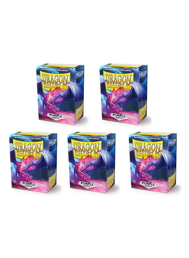 dragon shield 5 عبوات دراجون شيلد ماتي بنفسجي حجم قياسي 100 قطعة أكمام بطاقات قيمة مجموعة! - Image 1