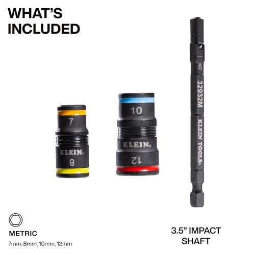 Klein Tools 32932M 4in1 Metric Impact Socket Set 2 Flip Sockets with 4 Metric Hex Sizes 7 mm 8 mm 10 mm 12 mm Impact Rated 312Inch Shaft - Image 3