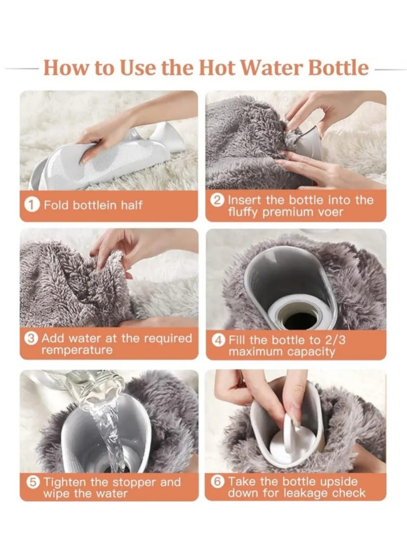 breathe Hot Water Bottle with Soft Fleece Cover Hot Water Bag for Cold and Hot Therapy Pain Relief and Back and Neck and Period Cramps  - Image 5